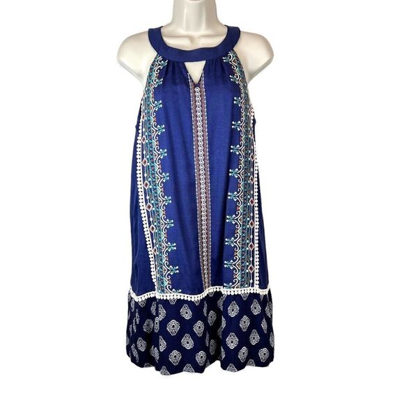 THML Embroidered Summer Dress in Blue Size Small - Picture 1 of 10